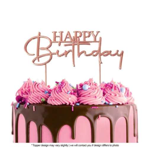 Happy Birthday Metal Cake Topper #3 - Rose Gold